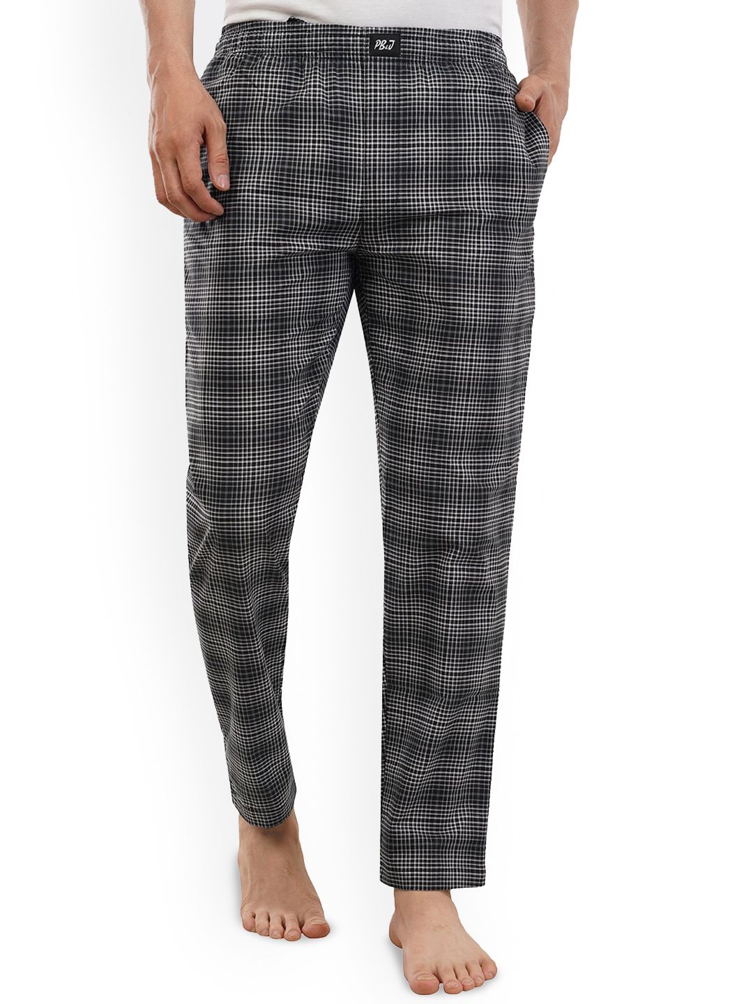 PB & J Checked Straight Cotton Lounge Pants