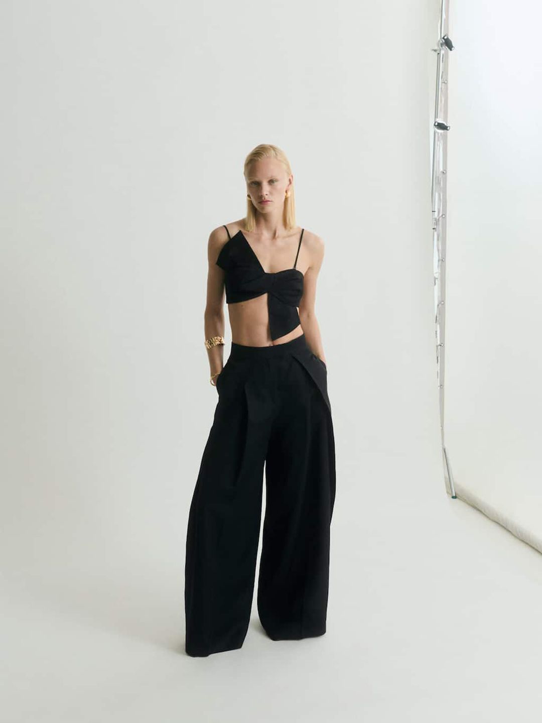 Bow Design Shoulder Straps Ruched Bralette Crop Top