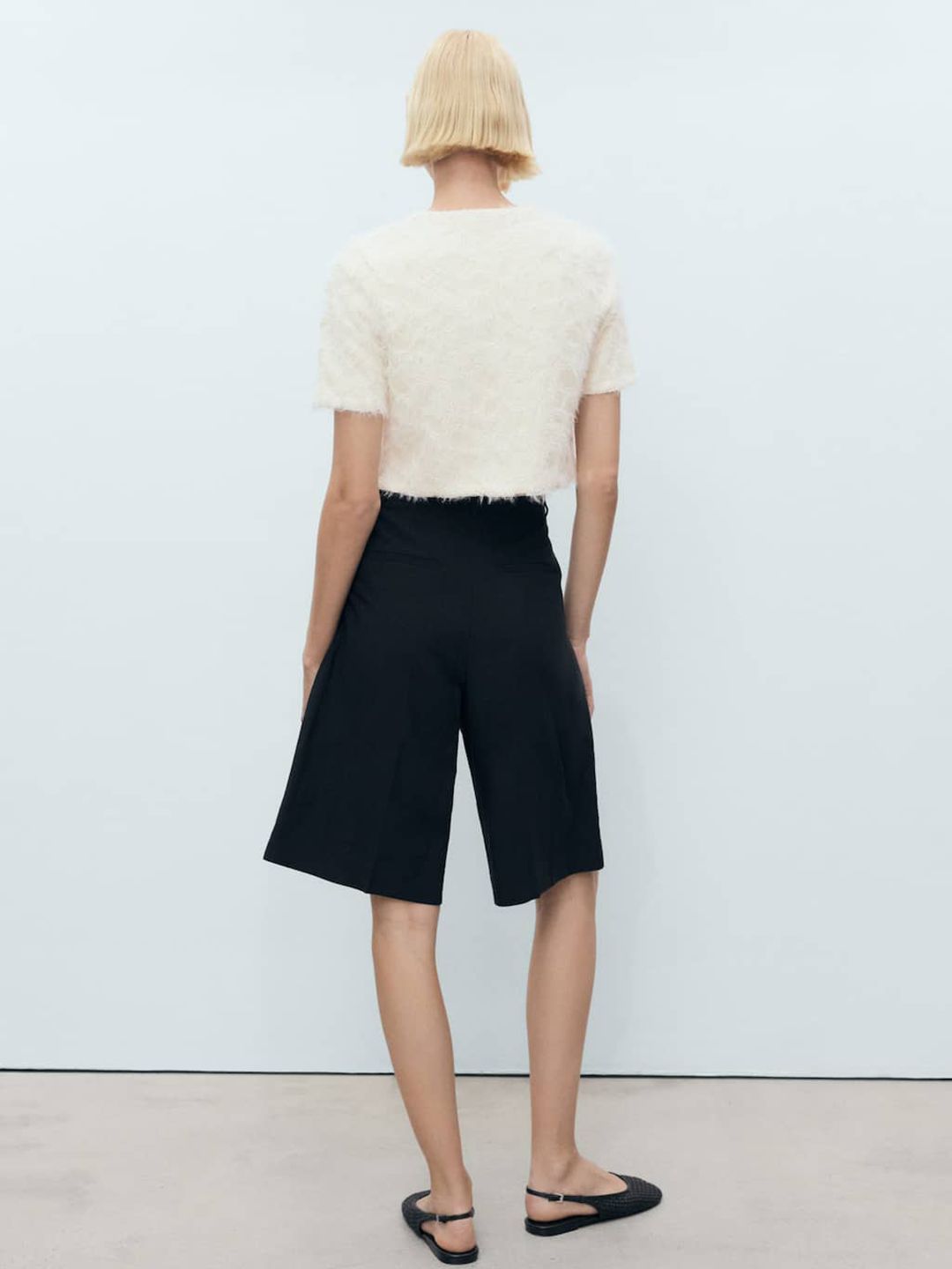 Floral Self-Design Net Button-Down Crop Top