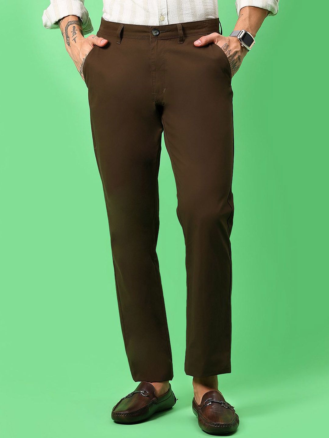 V-Mart Men Solid Twill Casual Trouser