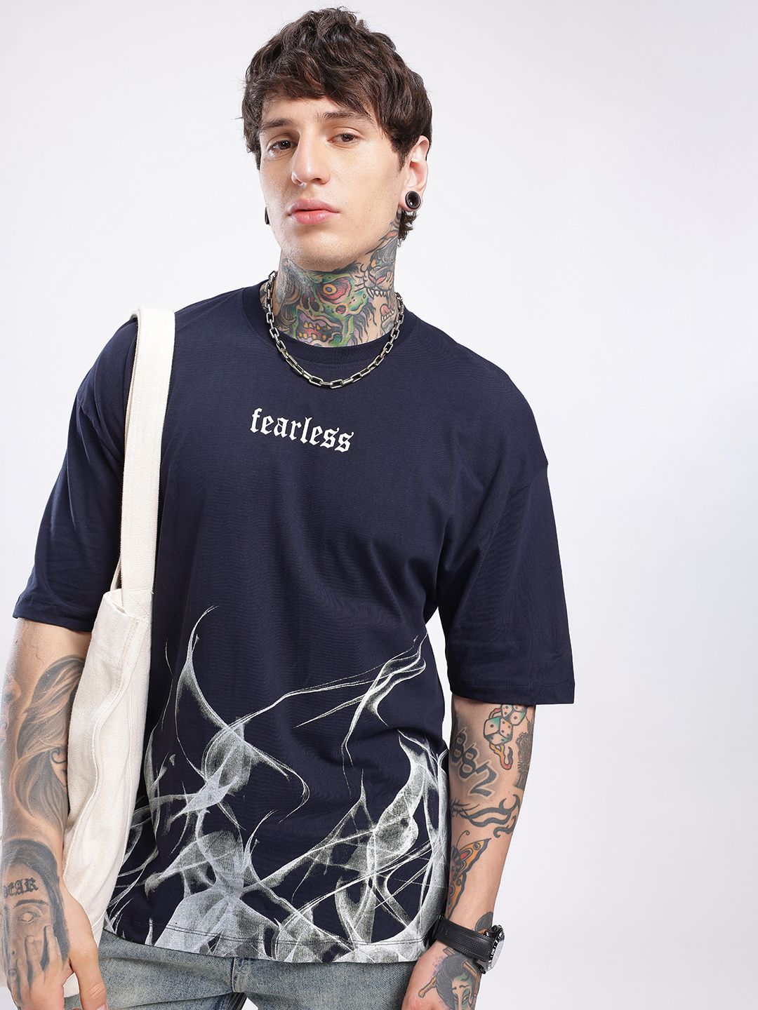 glitchez Graphic Printed Drop Shoulder Oversized T-shirt
