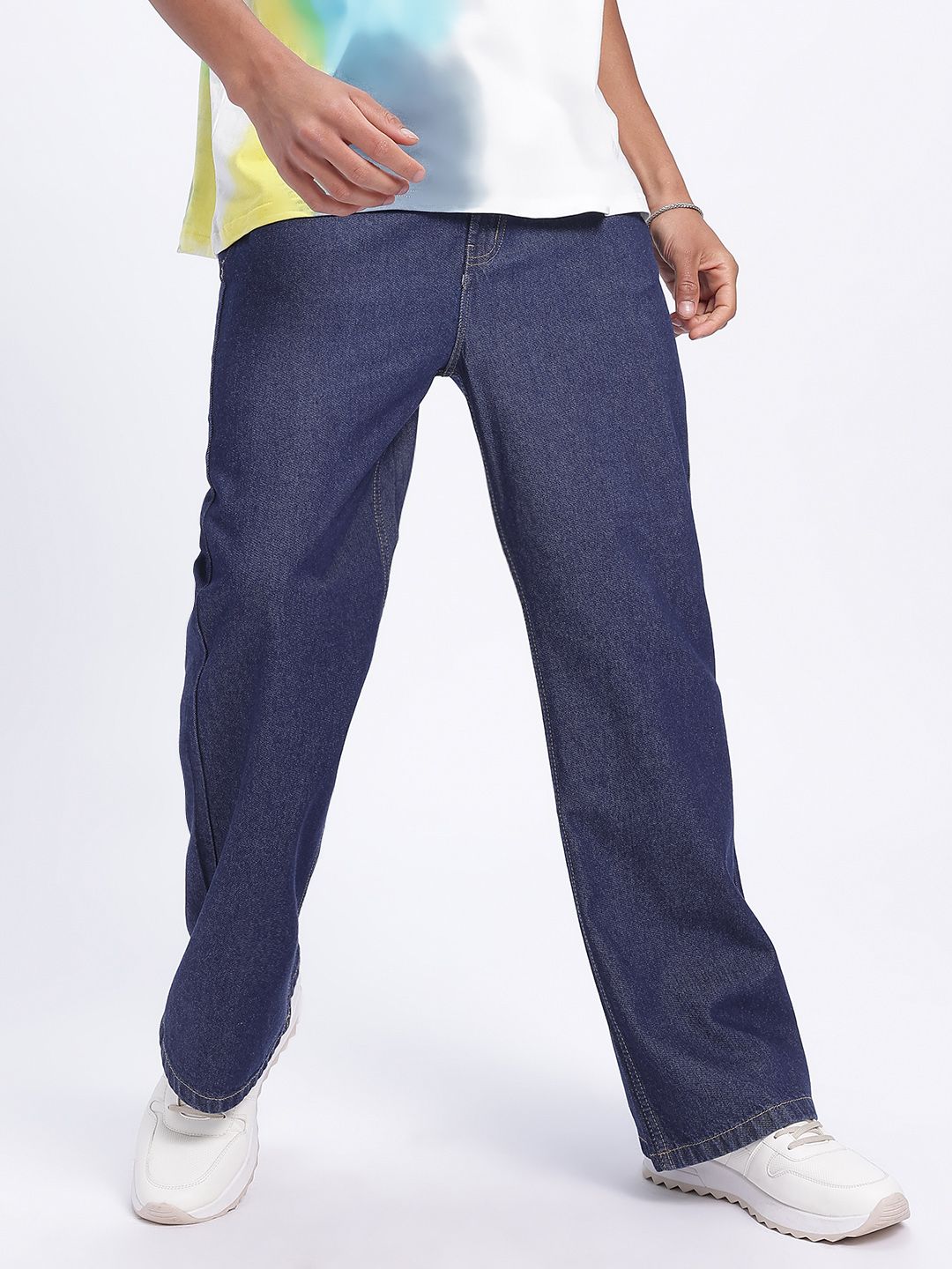 glitchez Men Wide Leg Clean Look Jeans
