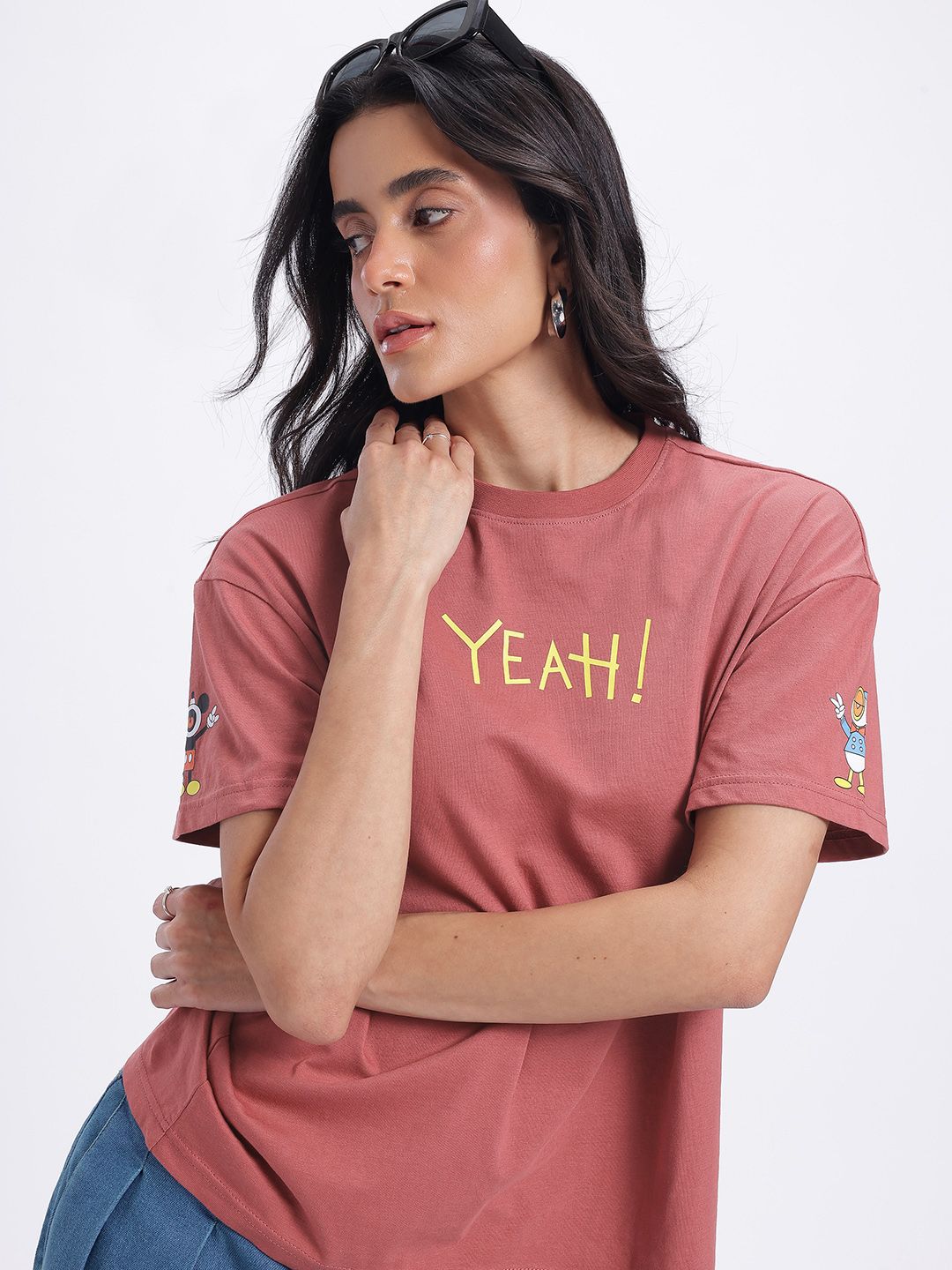 glitchez Disney by Glitchez Typography Printed Oversized T-shirt
