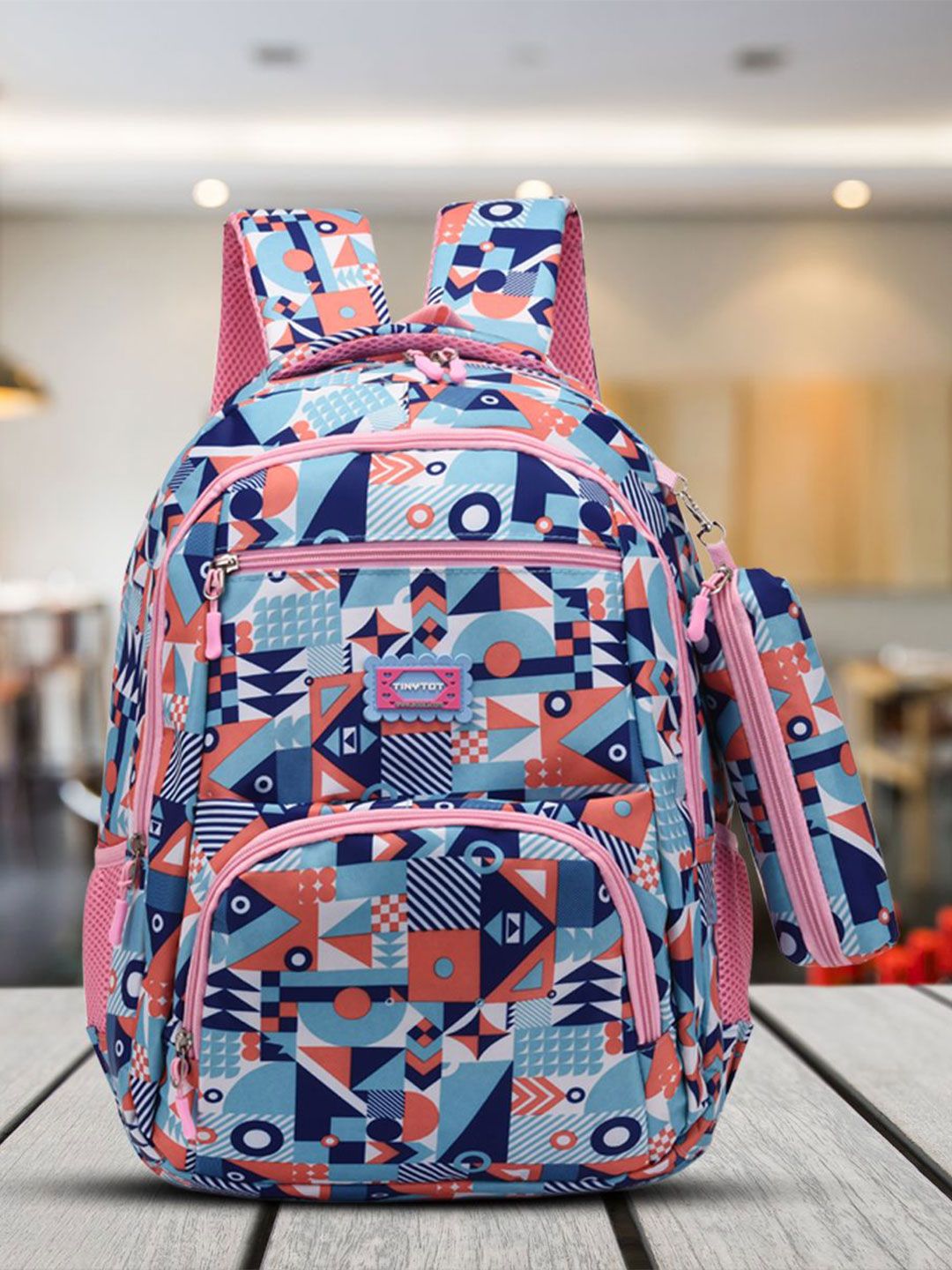 Tinytot Kids Unisex Geometric Printed Backpack