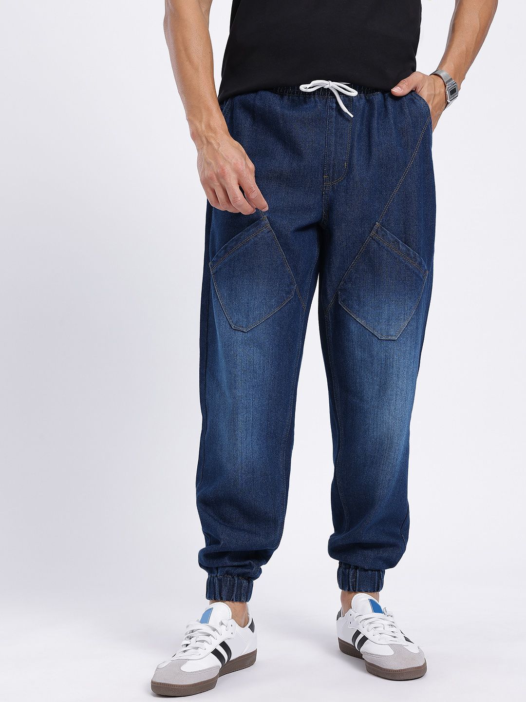 glitchez Men Denim Relaxed Jogger Fit Jeans