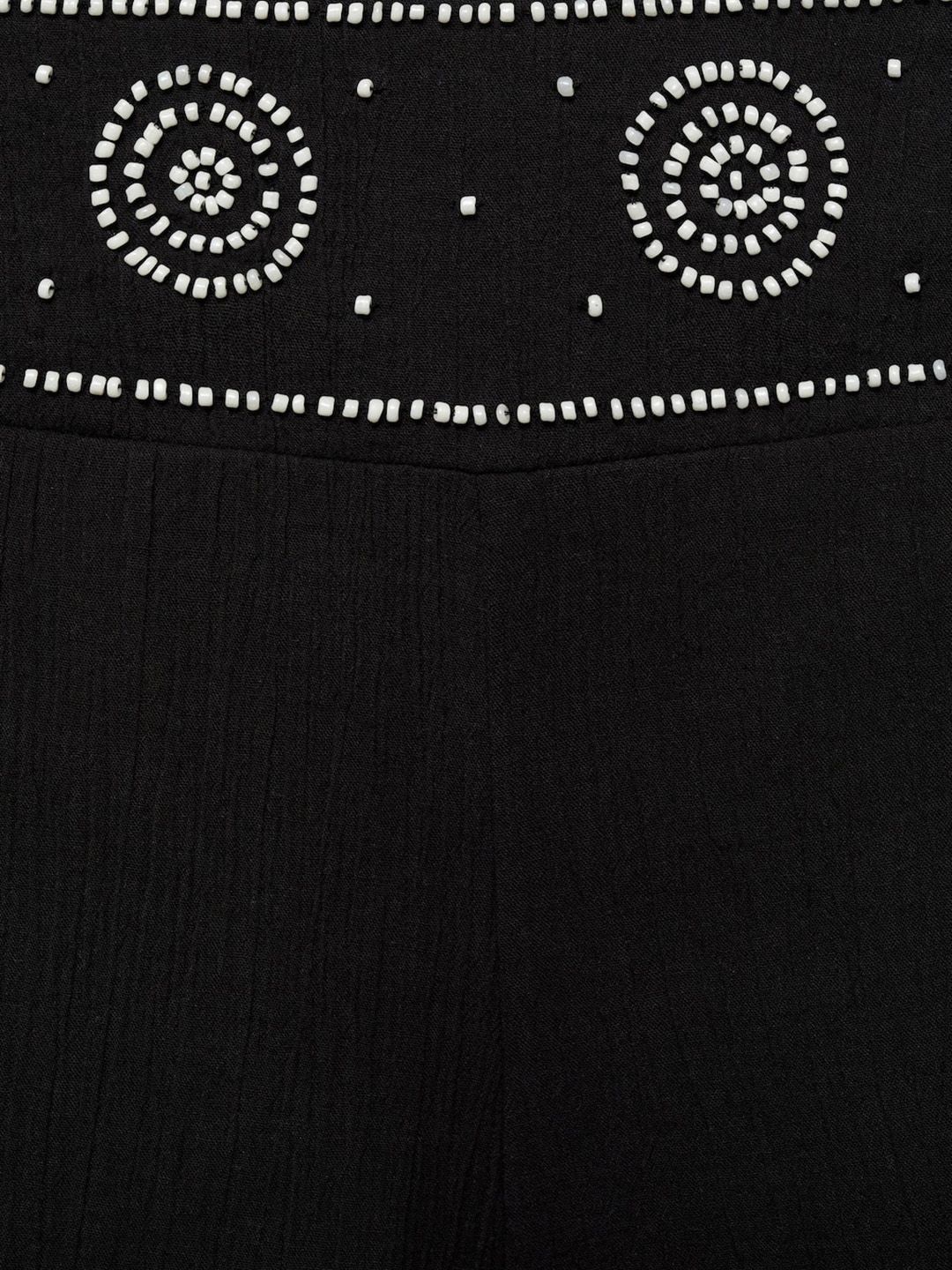 Beaded Embroidered Ruffled Pure Cotton Shorts