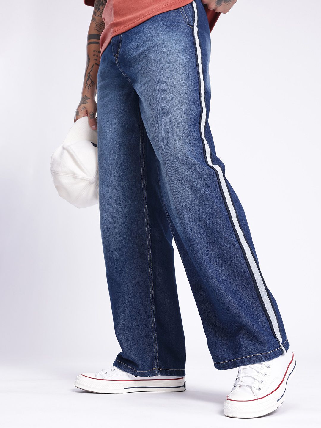 jorgeページ Buy glitchez Men Wide Leg Light Fade With Side Stripe Jeans