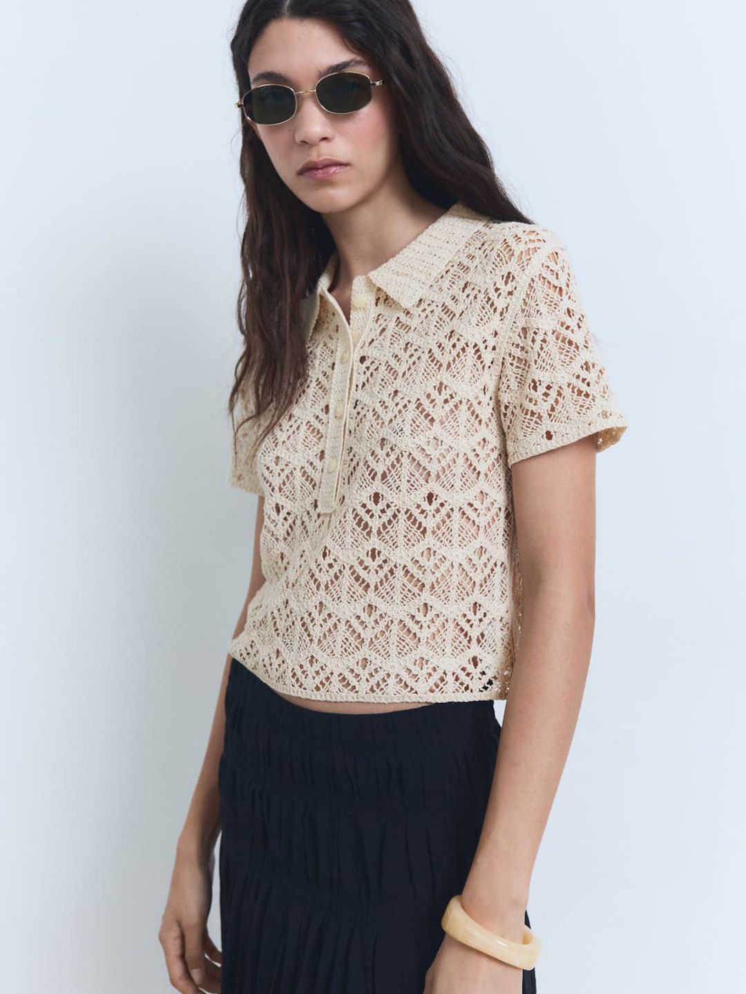 Cotton Shirt Style Crochet Top