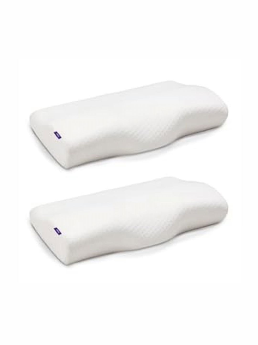 FRIDO White Solid Faux Velvet Breathable Set of 2 Medium Memory Foam Sleep Pillow-10 x 6 x 10 cm