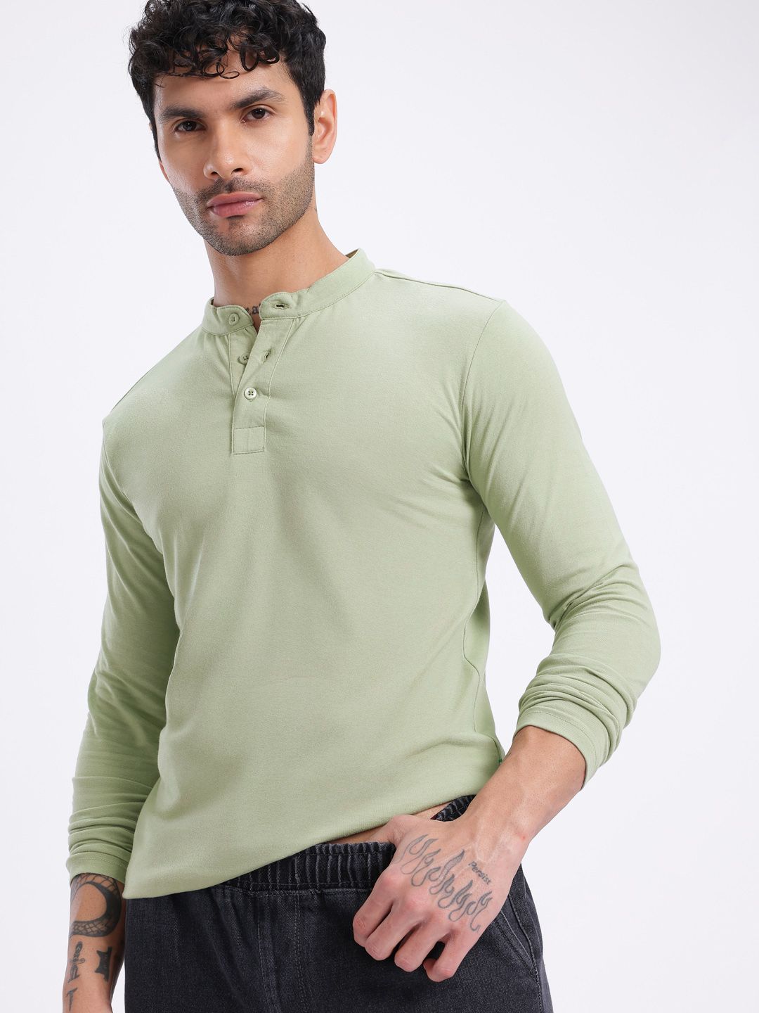 glitchez Henley Neck Regular Fit T-shirt