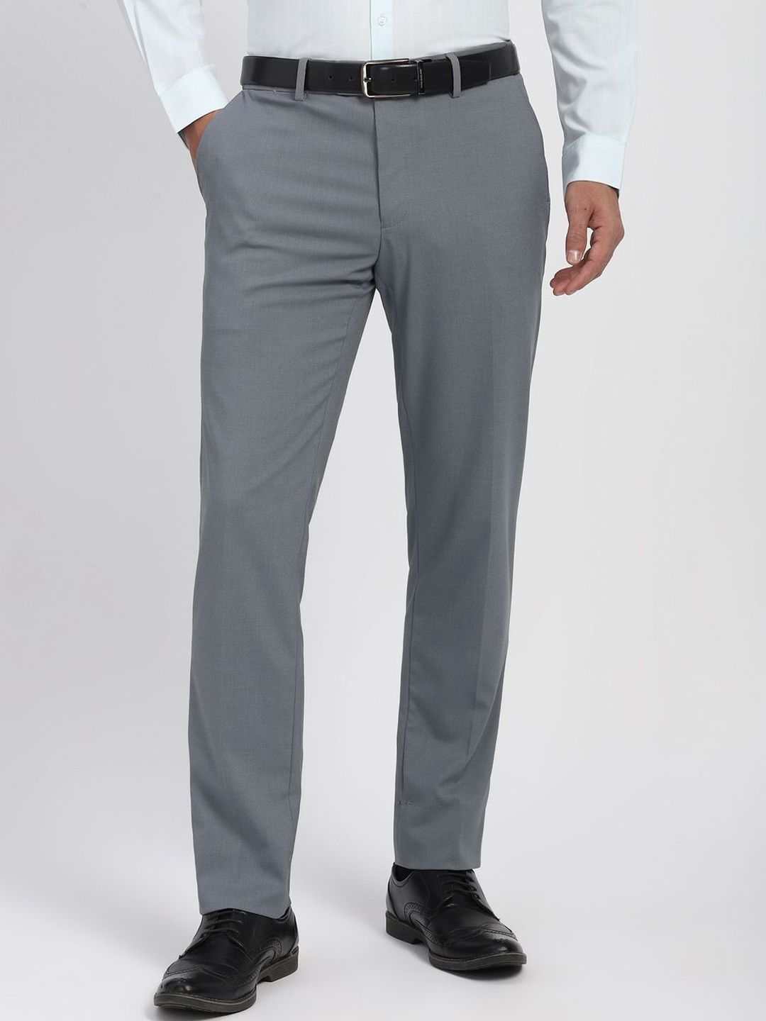 Peter England MenTextured Slim Fit Formal Trousers