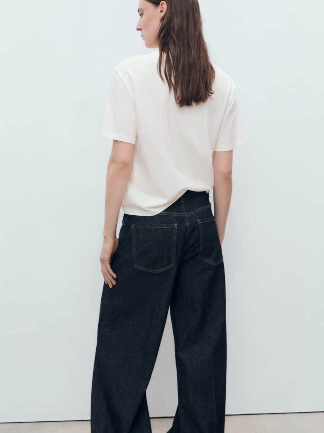Lace Insert Detail Drop-Shoulder Sleeves Pure Cotton Relaxed Fit T-shirt