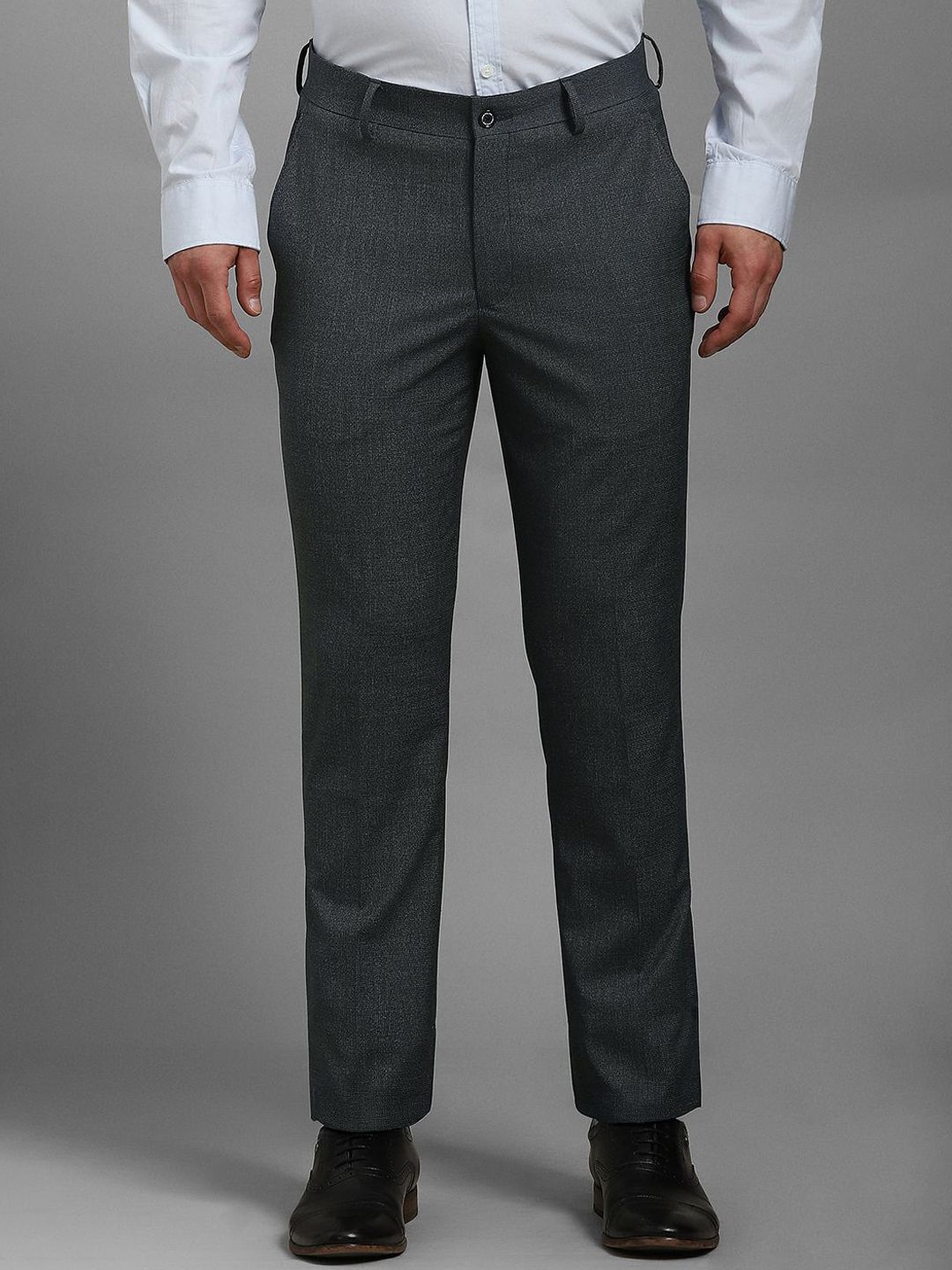 Louis Philippe Men Self Design Textured Slim Fit Formal Trousers