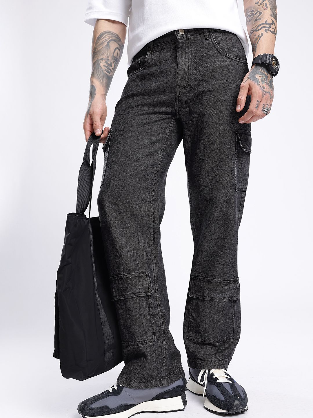 glitchez Men Relaxed Fit Cargo Style Jeans