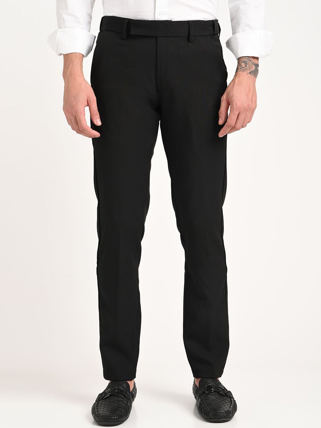 Blu MNKY Men Smart Slim Fit Formal Trousers