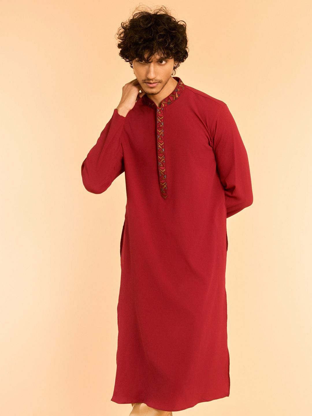 Diwas by Manyavar Men Mandarin Collar Straight Kurta