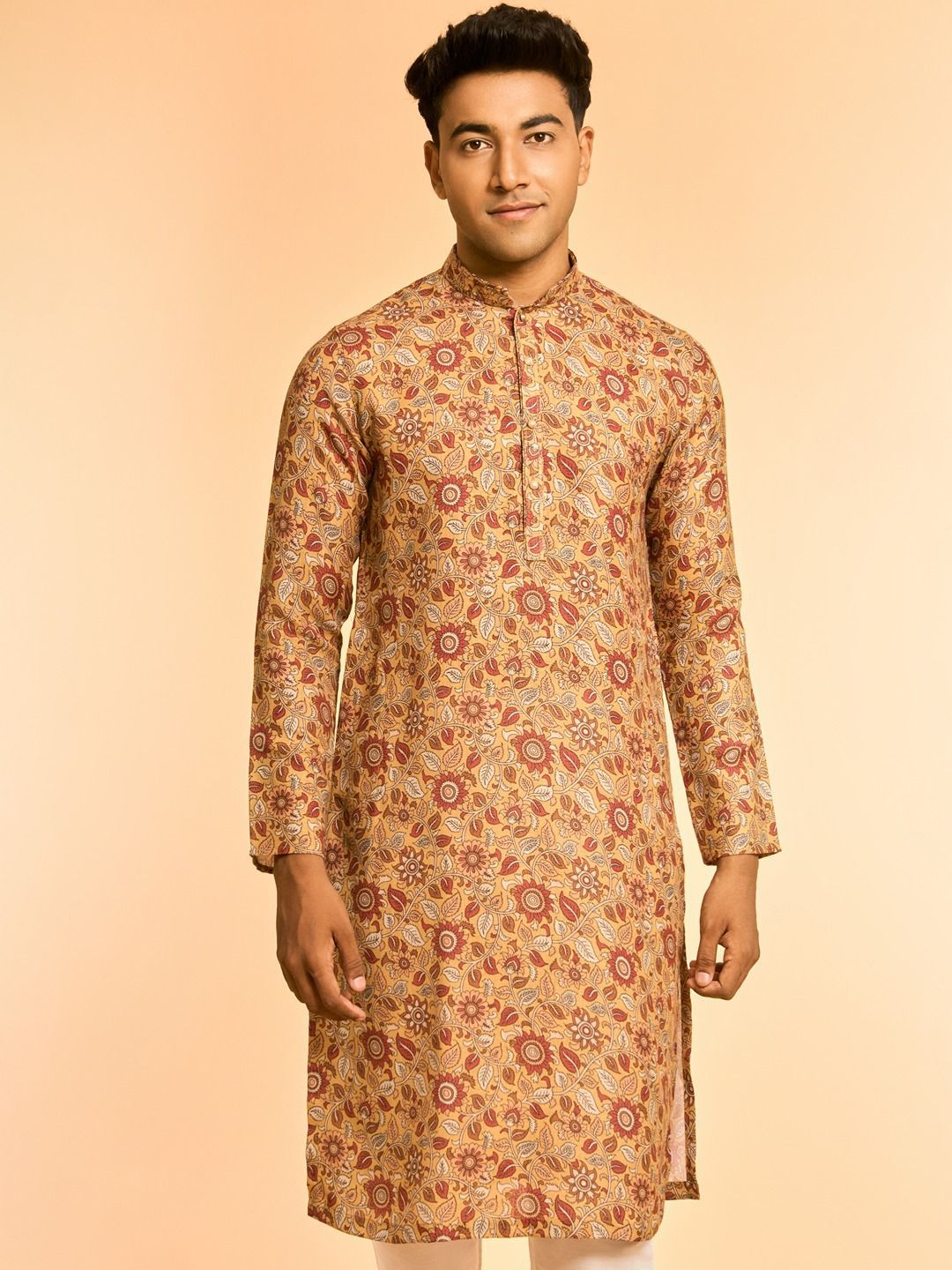 Diwas by Manyavar Floral Printed Mandarin Collar Kurta