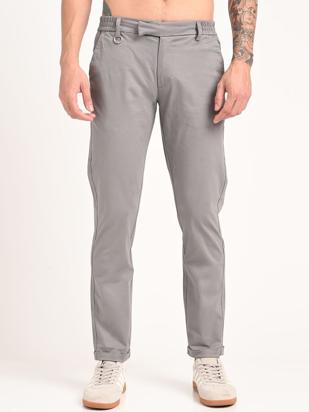 Blu MNKY Men Smart Slim Fit Formal Trousers