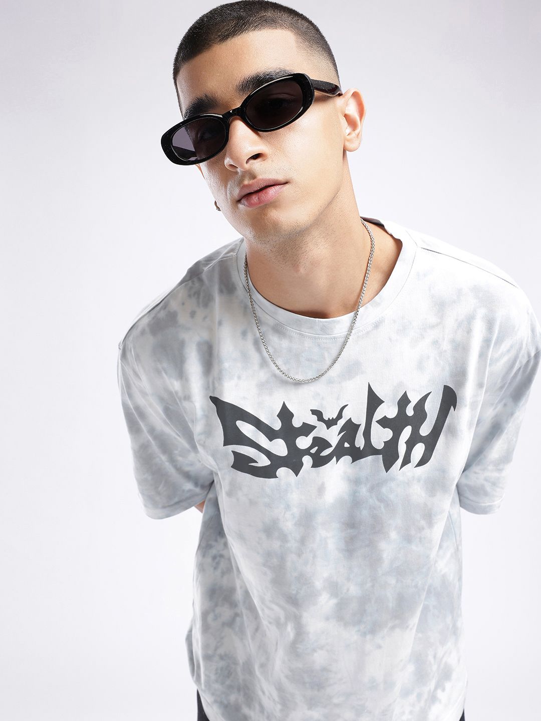 glitchez Dyed Graphic Printed Oversized T-shirt