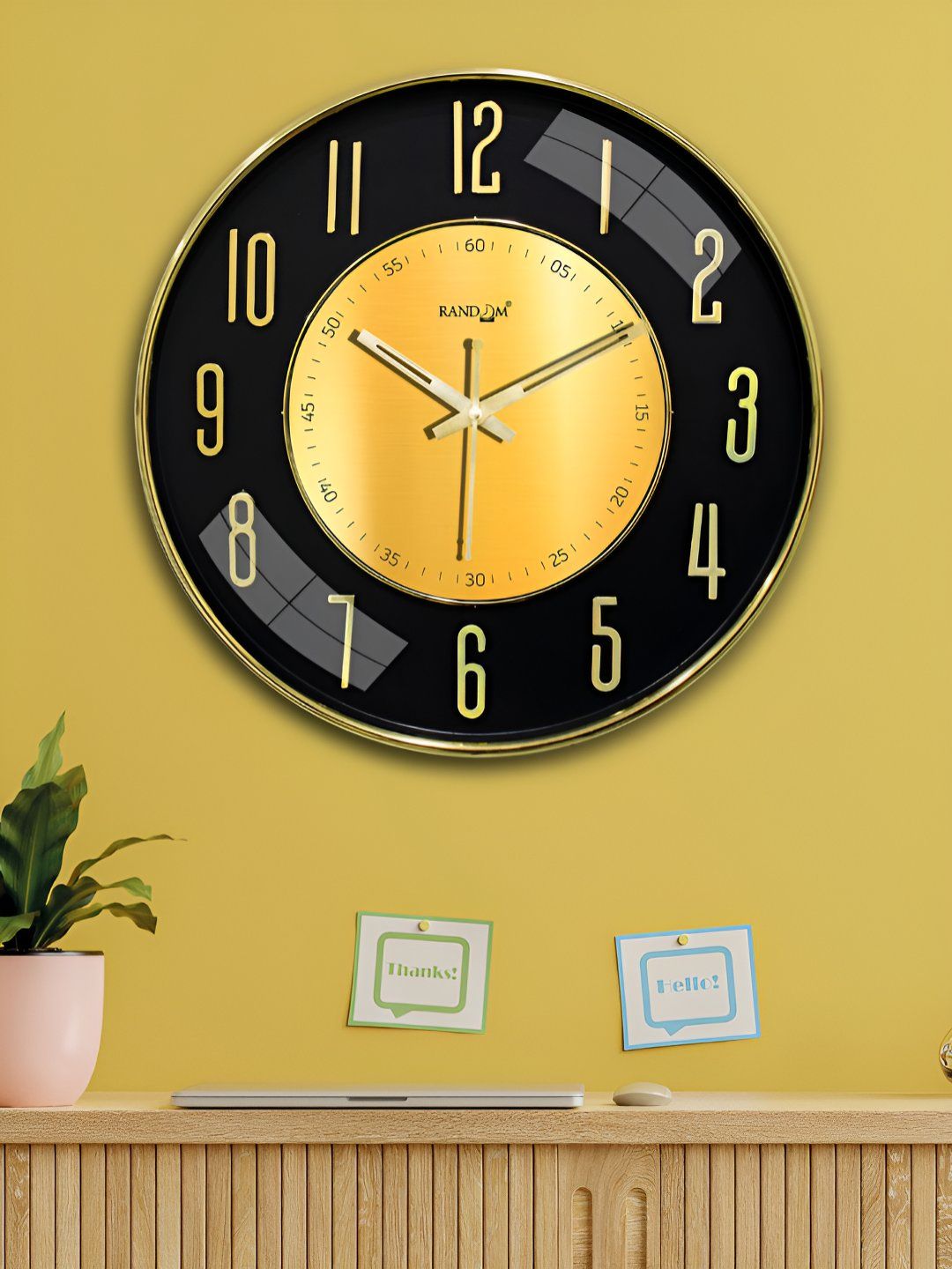 RANDOM Metallic Foil Finish With Sweep Silent Classic 12.75 Inch Wall Clock