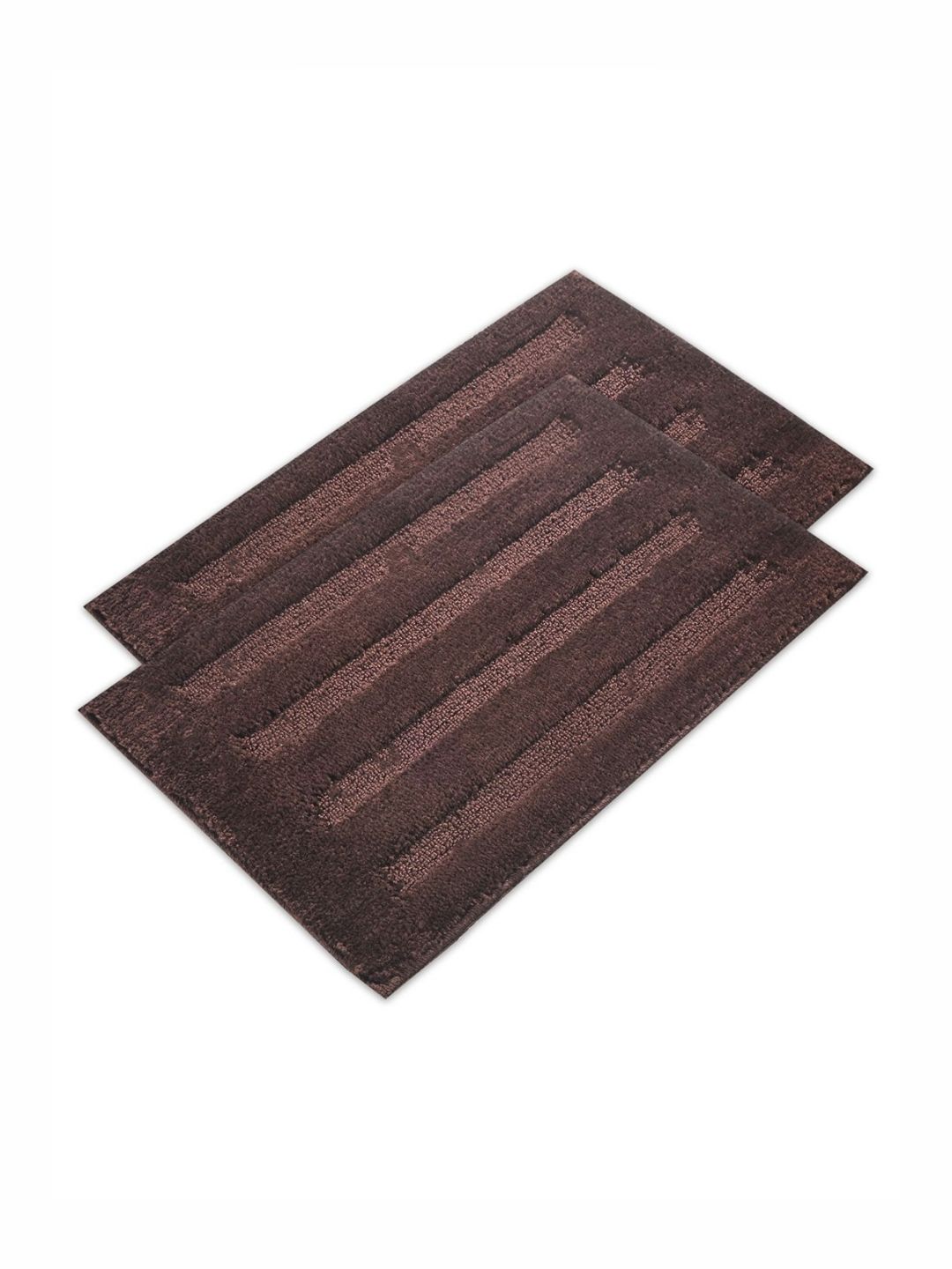 Aura 2 Pcs Brown Microfiber Water Absorbent Bathroom Mats Anti Slip Door Mat