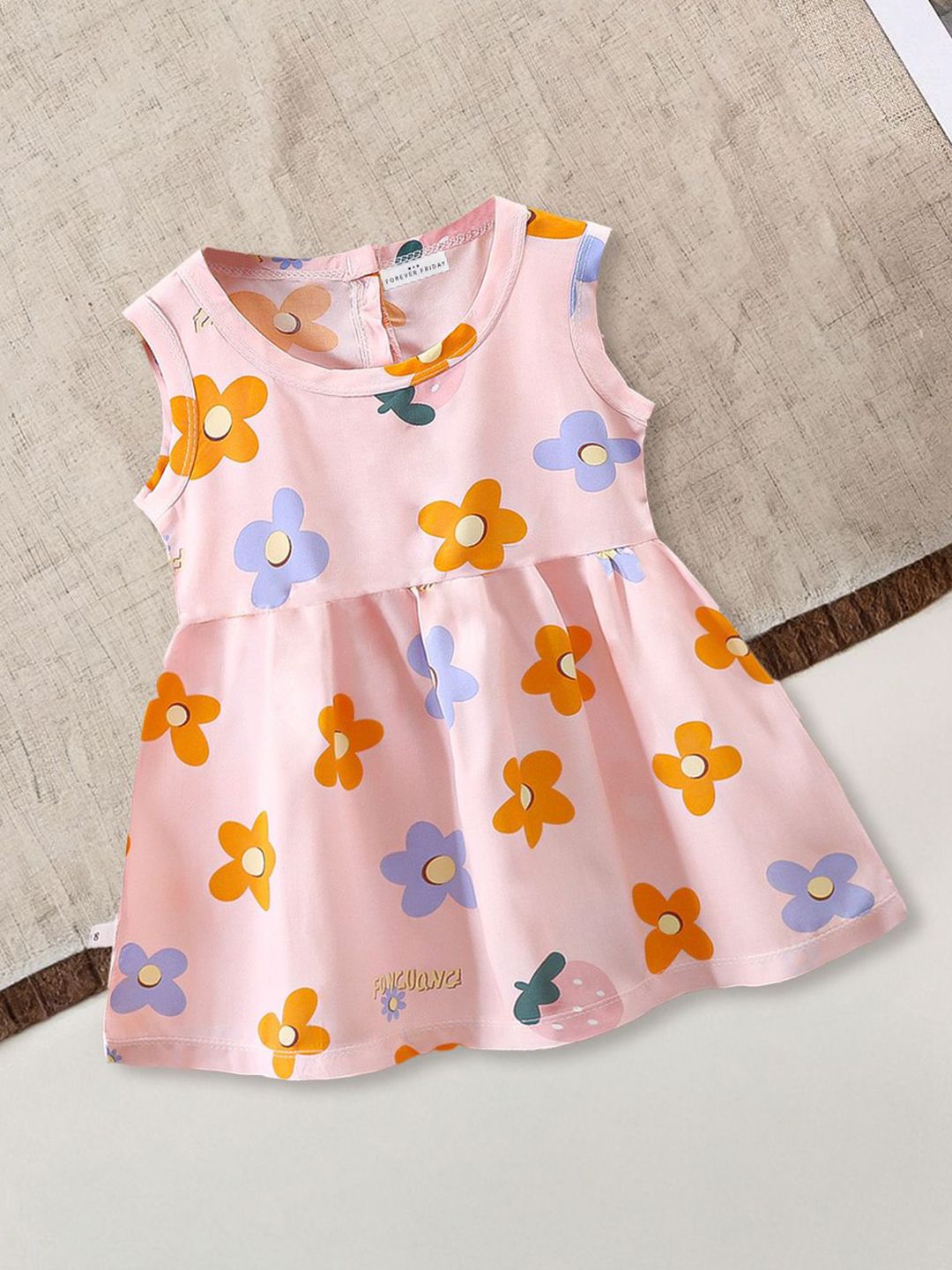 FOREVER FRIDAY Girls Floral Printed A-Line Knee Length Dress