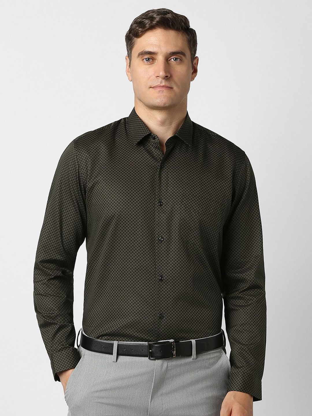 Peter England Peter England Textured Pure Cotton Formal Shirt