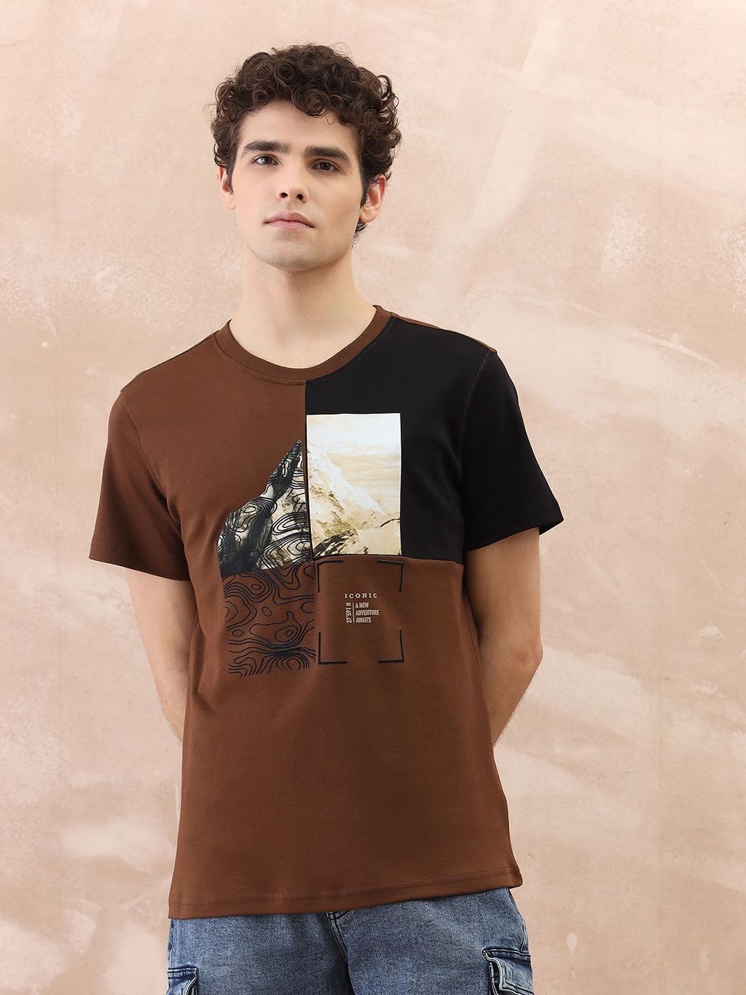 Iconic Graphic Printed Round Neck Cotton T-shirt