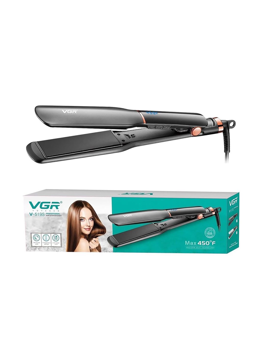 VGR V-519 Hair Straightener for Women with LED-7 Temp Settings & Ceramic Coated Plates