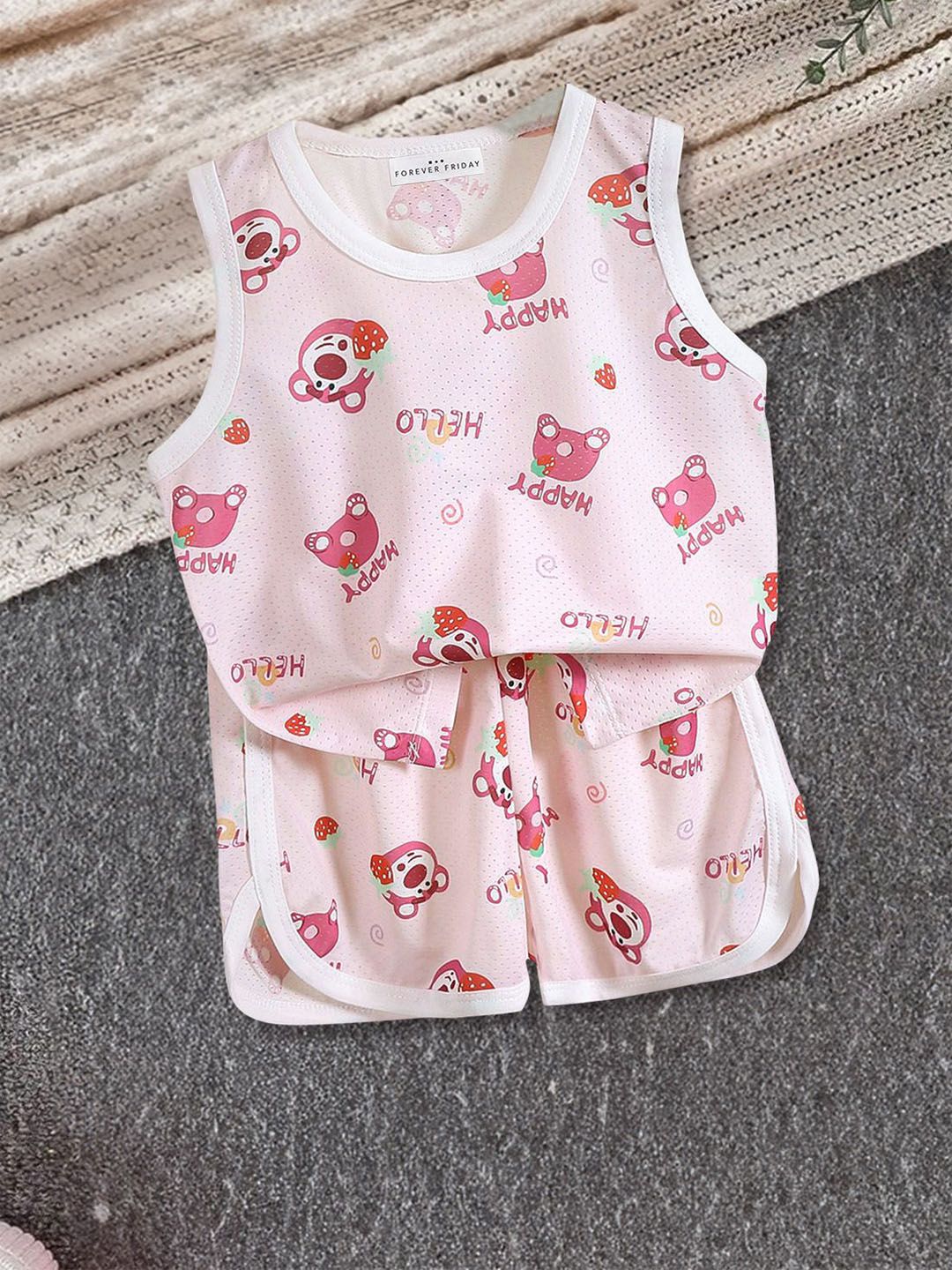 FOREVER FRIDAY Girls Printed T-shirt with Shorts