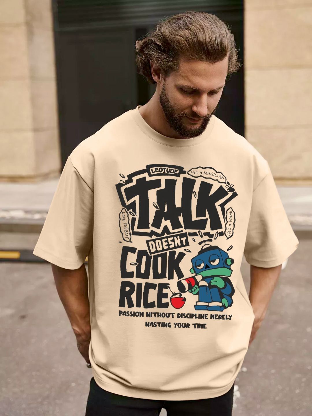 Leotude Men Typography Printed Round Neck T-shirt
