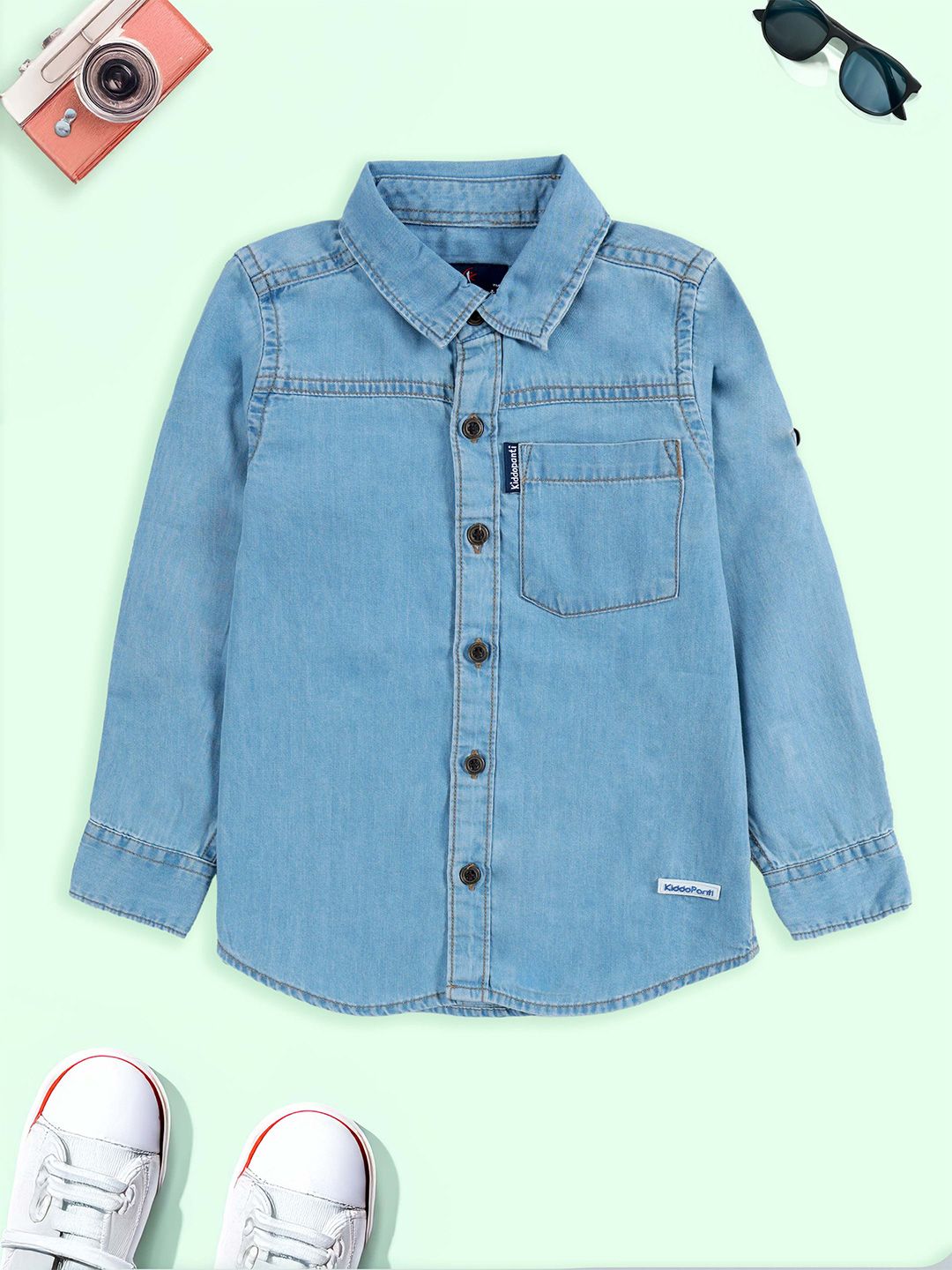 KiddoPanti Boys Comfort Denim Casual Shirt With Pocket
