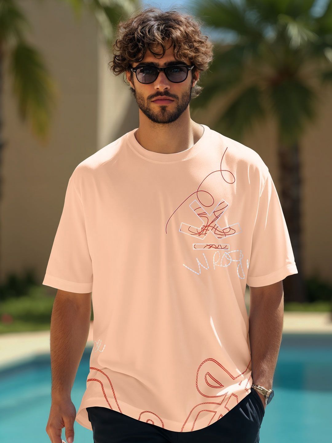 WROGN Men Typography Printed Oversized Cotton T-shirt