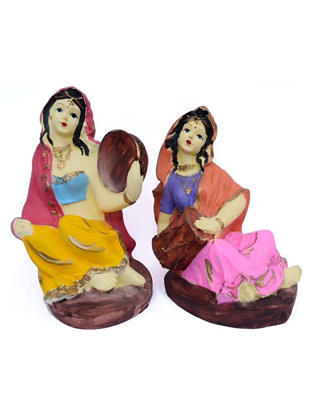 Aura Pink Polyresin Glossy Living Room Set of 2 Medium Showpieces - 3.9 Inches