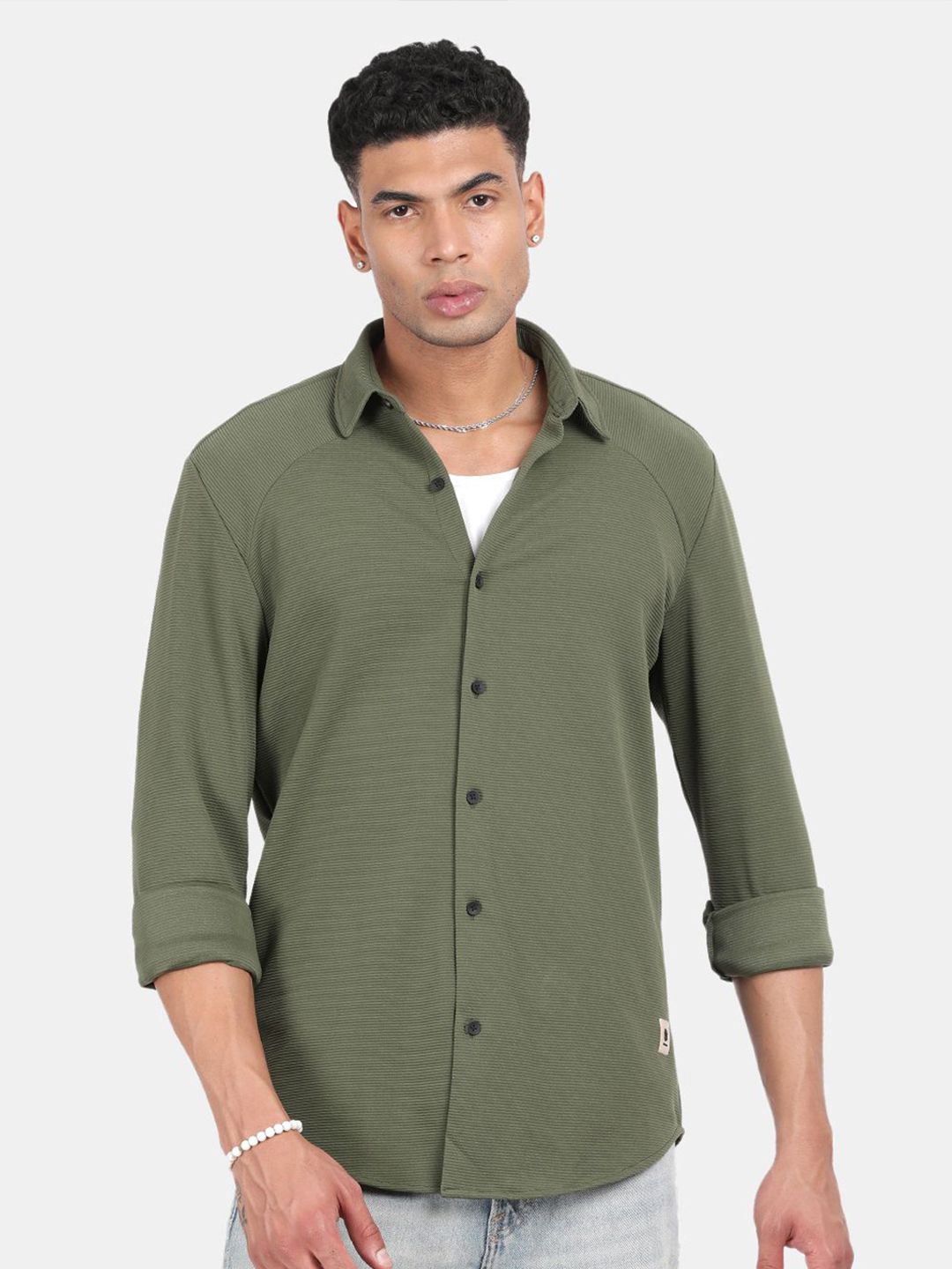 Blu MNKY Men Smart Slim Fit Solid Spread Collar Casual Shirt