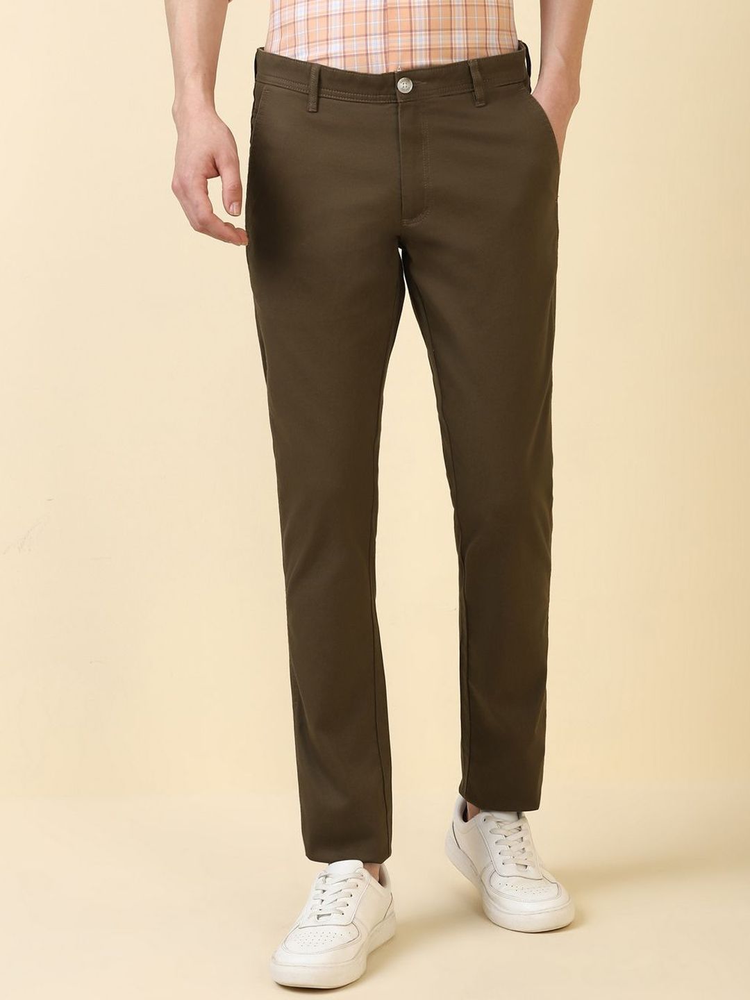 Allen Solly Men Solid Slim Fit Mid-Rise Regular Trousers