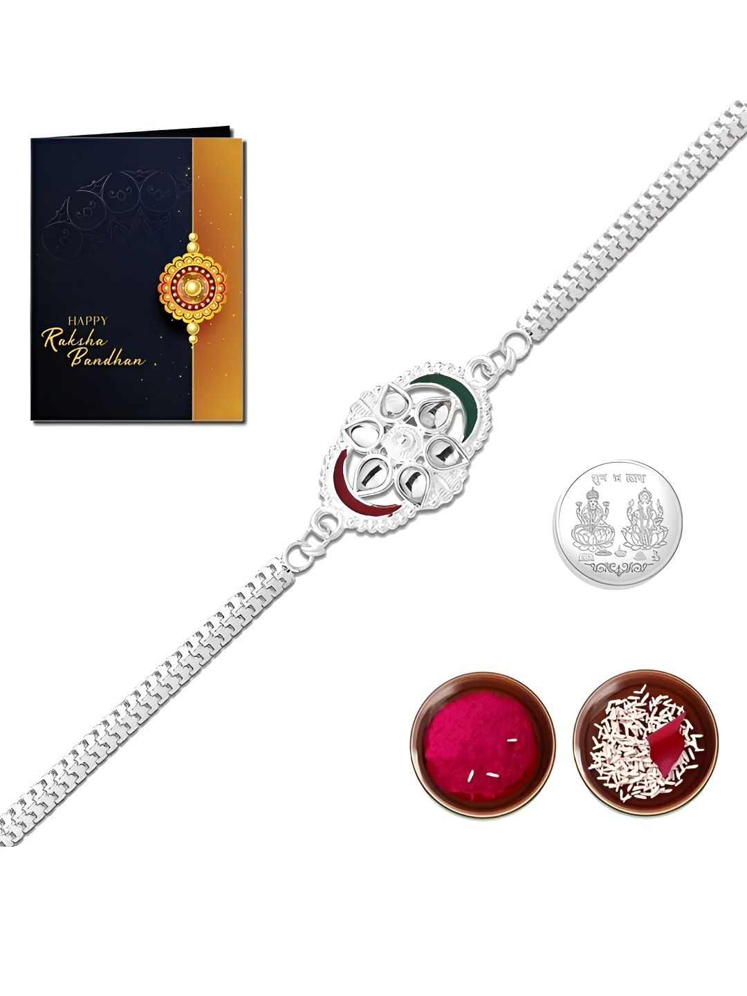 DeoDap Roli & Chaval Greeting Card Coin Rakhi Gift Set deal from myntra