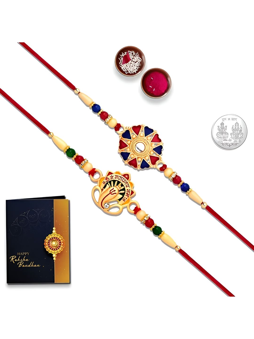 DeoDap Roli & Chaval Greeting Card Coin Rakhi Gift Set deal from myntra