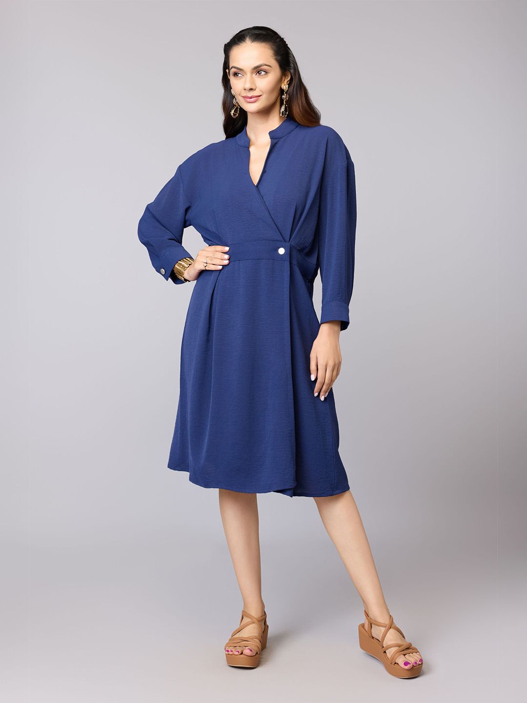 Tamiska By Narendra Kumar Tamiska By Narendra Kumar Women V-Neck Puff Sleeve Wrap Dress
