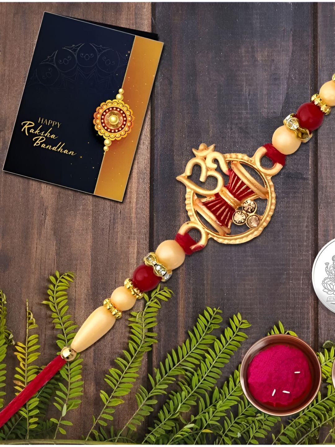 DeoDap Roli & Chaval Greeting Card Coin Rakhi Gift Set deal from myntra