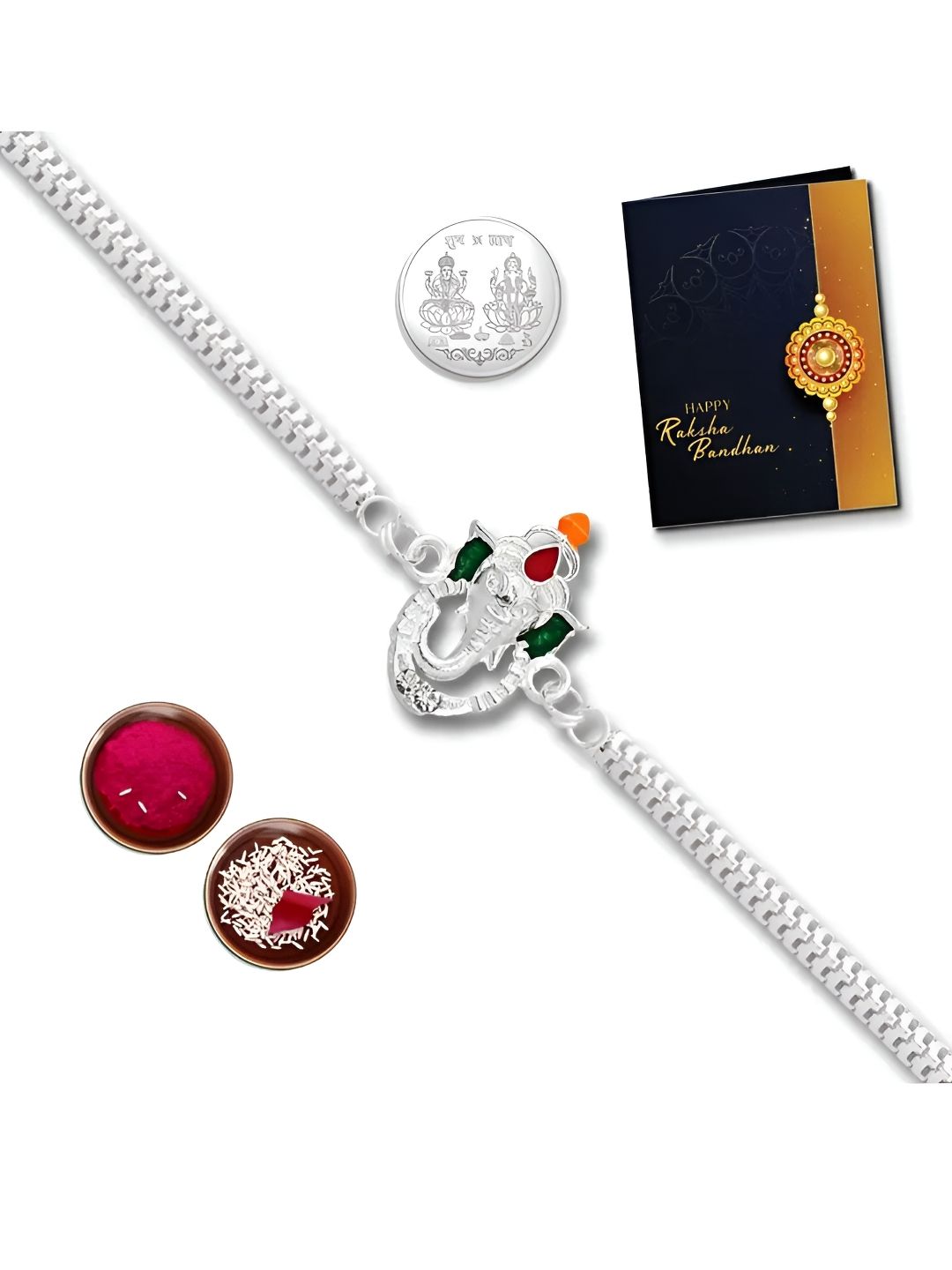 DeoDap Roli & Chaval Greeting Card Coin Rakhi Gift Set deal from myntra