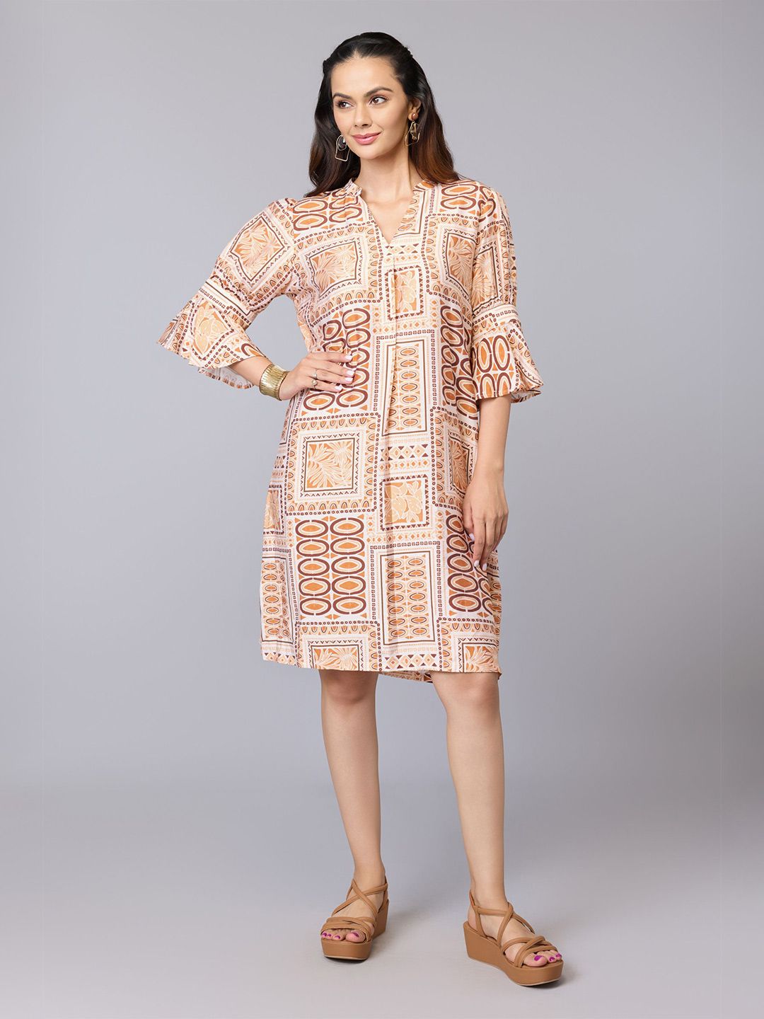 Tamiska By Narendra Kumar Tamiska By Narendra Kumar Women Bell Sleeve A-Line Dress