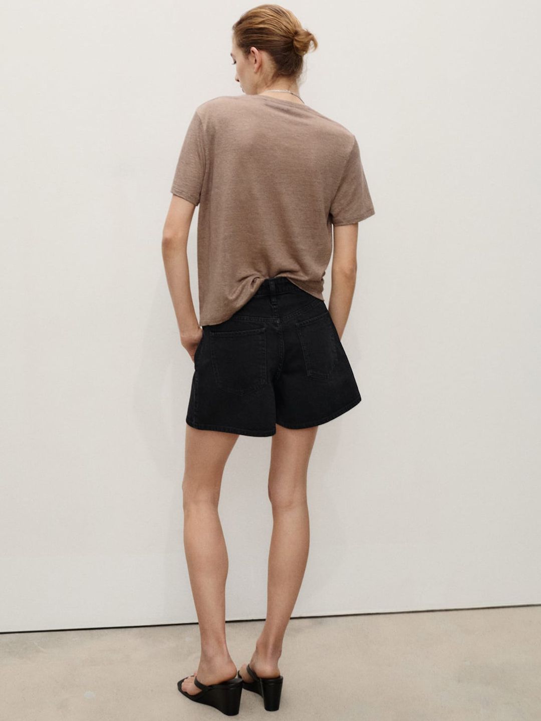 Straight Fit Cotton Denim Shorts