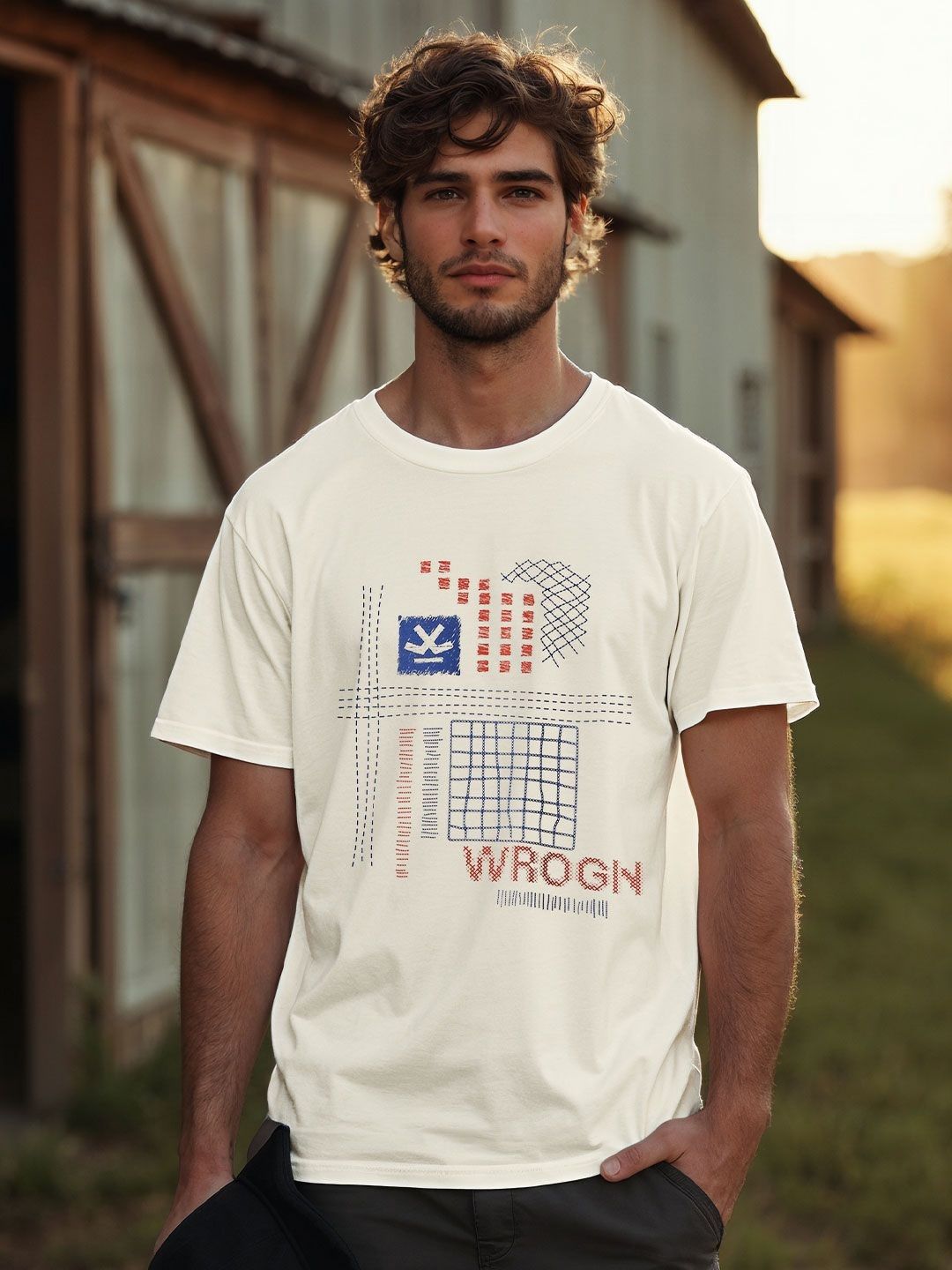 WROGN Men Cotton Typography Printed Drop-Shoulder Sleeves Oversized T-shirt