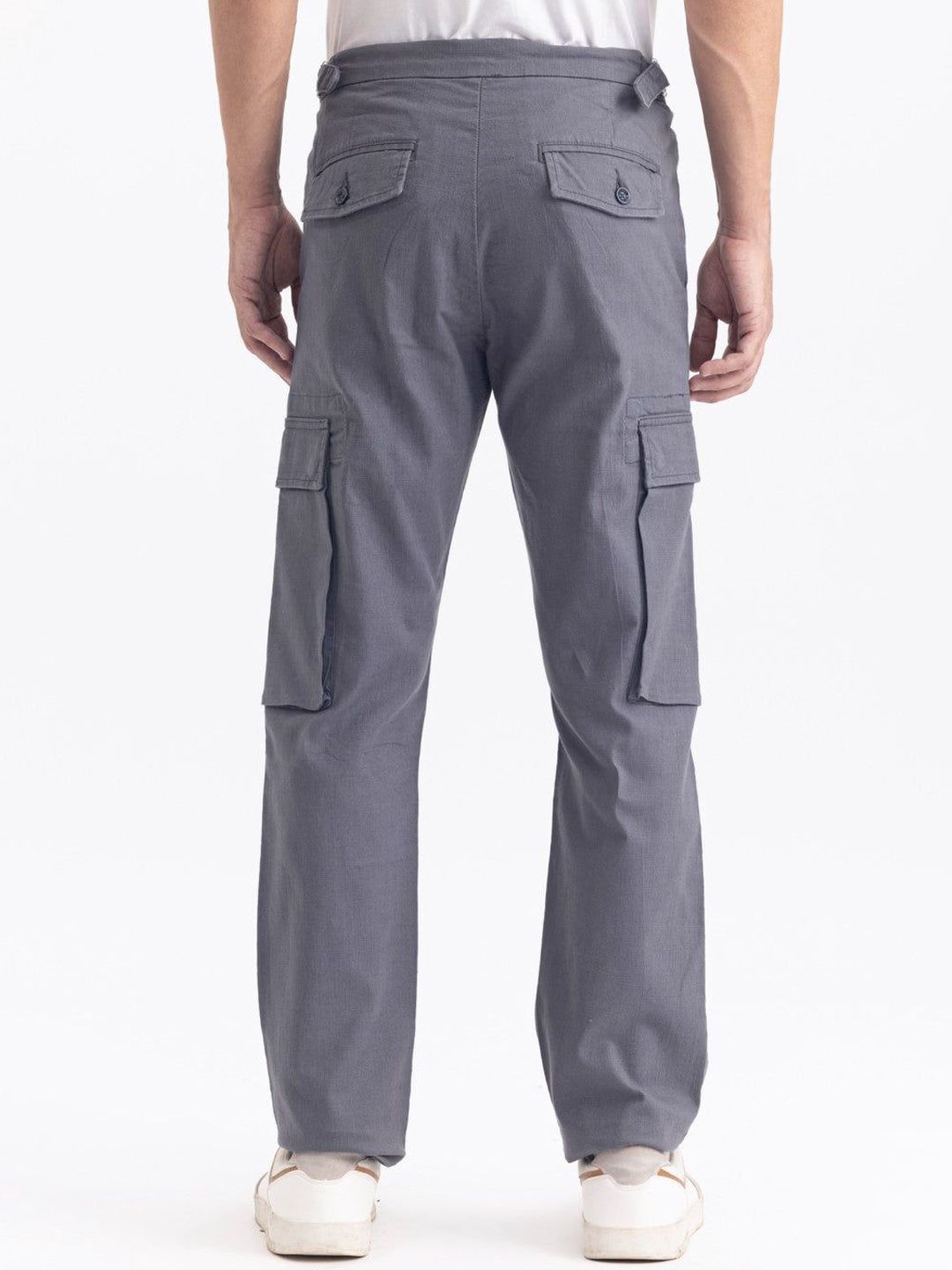 Buy CITRUS Men Solid Mid-Rise Cotton Stretch Cargo Trousers