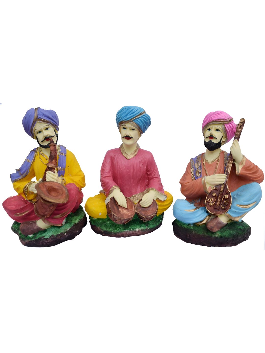 Aura Yellow Polyresin Natural Living Room Set of 3 Small Showpieces - 4.7 Inches