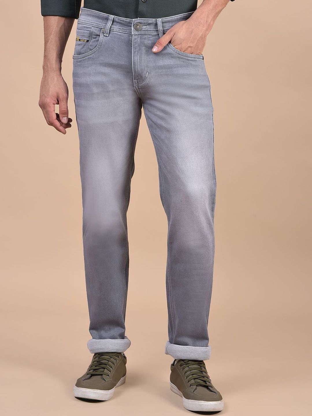 Cantabil Men Regular Fit Mid-Rise Heavy Fade Stretchable Jeans
