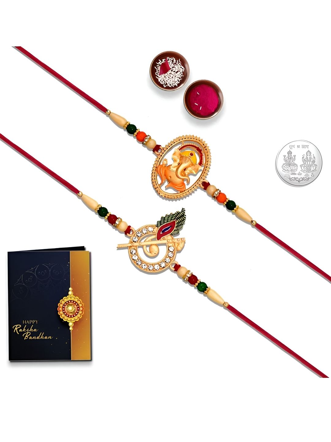 DeoDap Roli & Chaval Greeting Card Coin Rakhi Gift Set deal from myntra