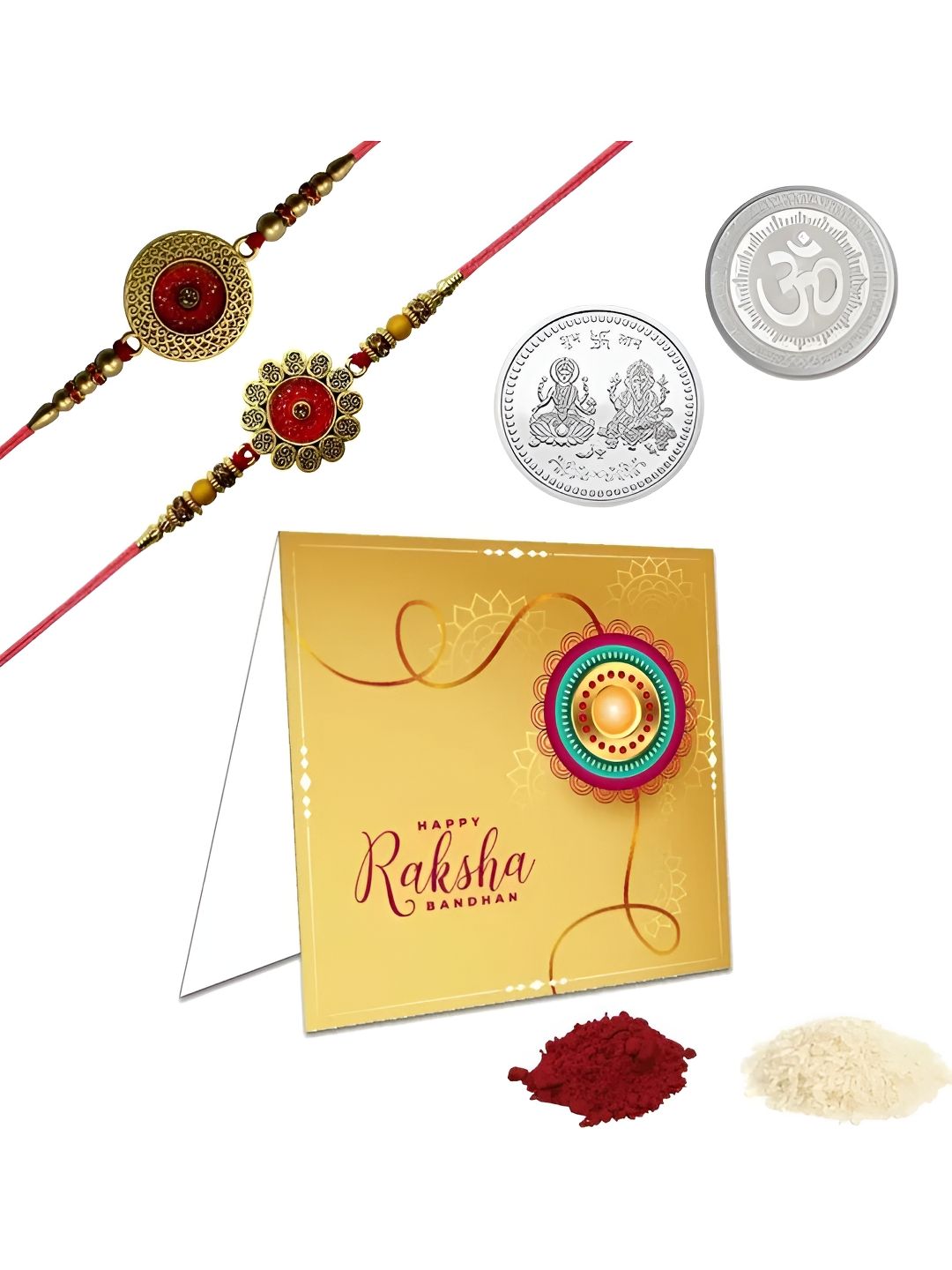 DeoDap Roli & Chaval Greeting Card Coin Rakhi Gift Set deal from myntra