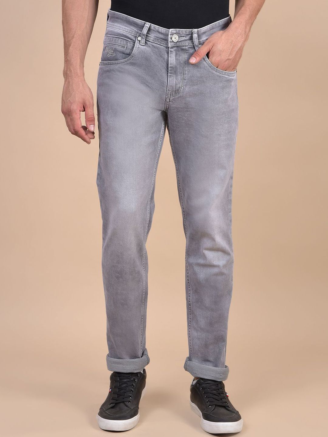 Cantabil Men Regular Fit Mid-Rise Heavy Fade Stretchable Jeans